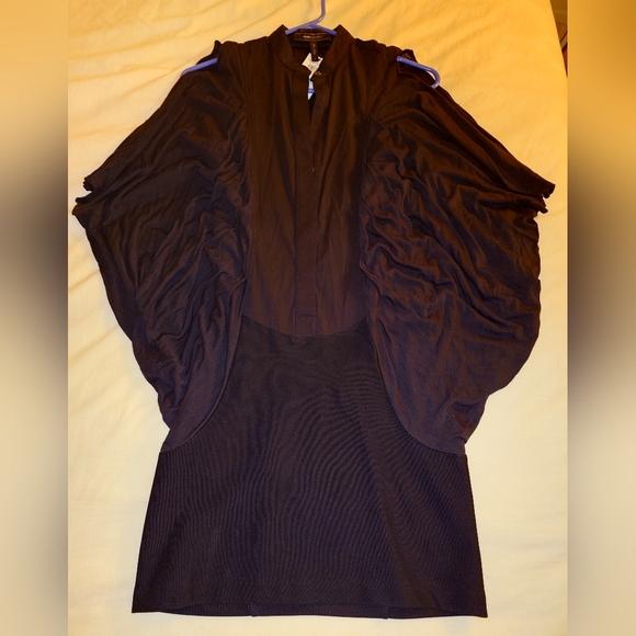 BCBGMaxAzria Dresses & Skirts - NWT Black BCBG MaxAzria Cold Shoulder Button Down Bandage Mini Dress XS Batwing